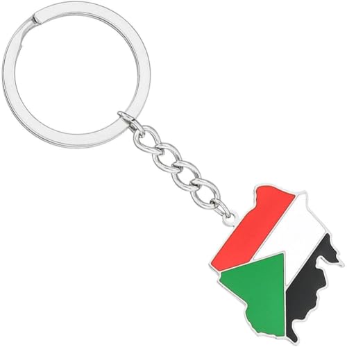 HiyyFloy Porte-clés Pendentif Carte du Soudan pour Femmes Hommes, en Acier Inoxydable, Drapeau du Sultan, pour Sacs De Voiture Clés.