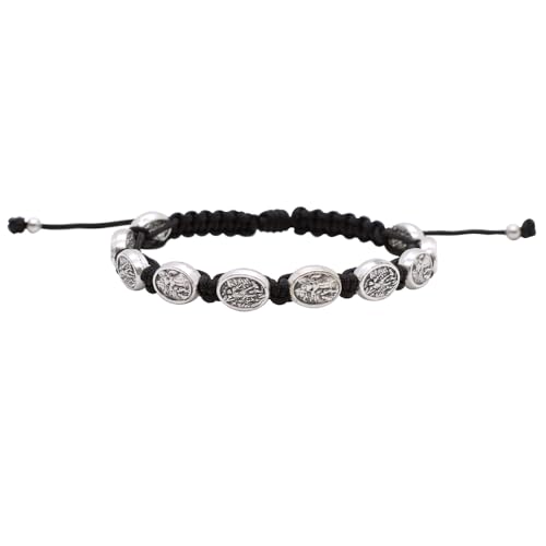 Guardian Angel and Saint Michael the Archangel Woven Bracelet | Silver-Tone Medals | Adjustable | Great Catholic Gift for First Holy Communion and Confirmation