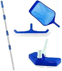 Kit Limpeza Piscina Aspirador Asa Delta Peneira Escova Curva Cabo 3m(Escova Curva)