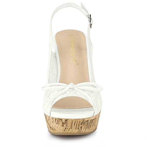 Allegra K Women's Lace Platform Wedges Wedge Heel Sandals2