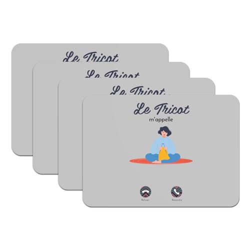 Sets de table antidérapants gris Le Tricot m'appelle grand format isolant