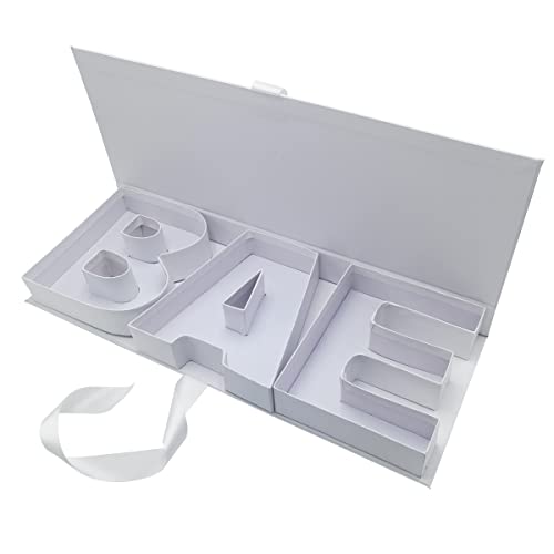 WENPACK Empty BAE Baby Shower Cardboard Letter Shaped Fillable Paper Mache Chocolate Strawberry Flower Packaging (BAEWHITE)