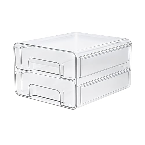 Epzia Kühlschrank-Organizer Schublade (1 Stück) Doppelschichtige stapelbare Aufschnittbox als transparenter Fridge Organizer für Wurst idealer Küchen-Organizer (Nicht spülmaschinenfest)