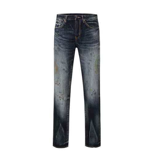 Men's Casual Straight Jeans Slim Retro Vintage Denim Pants Streetwear