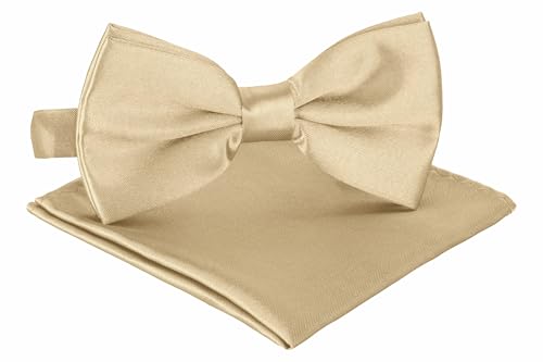 BomGuard Nœud papillon homme avec pochette – Champagne métallisé