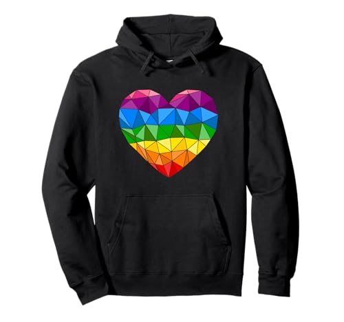 Rainbow Geometric Heart - Gay Pride Rainbow Pullover Hoodie