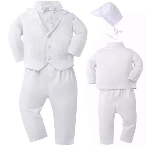 Booulfi Baptism Outfits for Boys Baby Boy Outfits Christening Gifts White Suits with Dress...