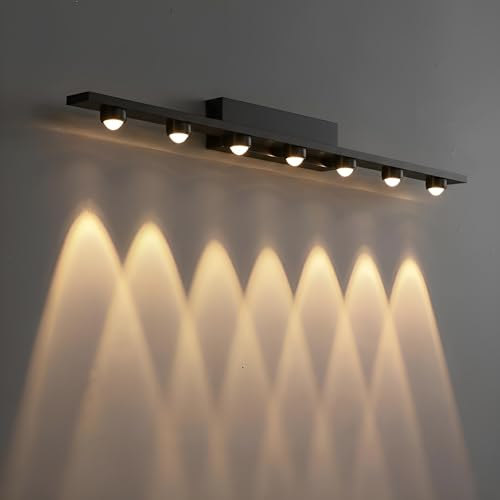 Image of FILLISKA LED Mirror /Picture /Vanity Light with Warmwhite Light and Luxurious Gold Finish (7 LED Matt Black-985B)