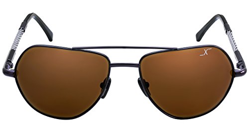 Xezo Polarized Genuine Glass Brown Lenses Titanium Aviator Retro Style Designer Sunglasses. Driving. Fishing, Dark Gun Metal, Large (FREELANCER B)3