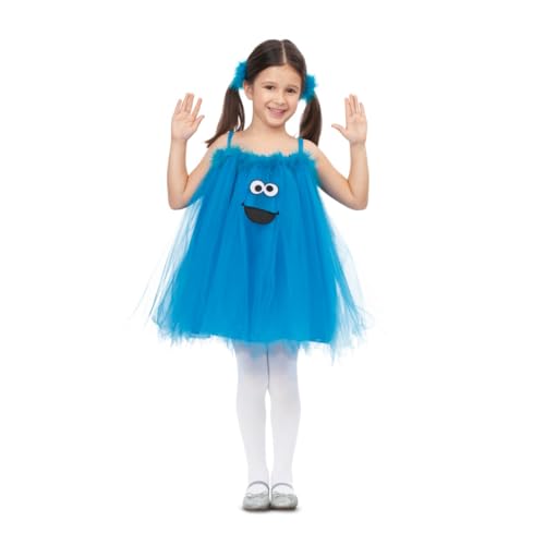 My Other Me   Disfraz para niña de Monstruo De Las Galletas azul con vestido de tul estilo tutú y coleteros talla 3 4 años. Divertido look para desatar sonrisas en cualquier fiesta infantil
