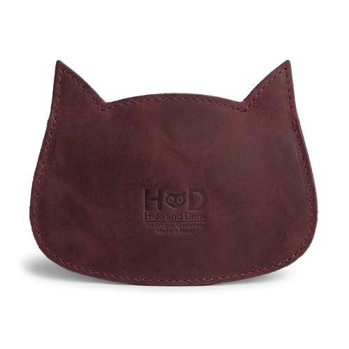 Image of Hide & Drink, Cat Shape Wallet Handmade from Full Grain Leather - Sangria