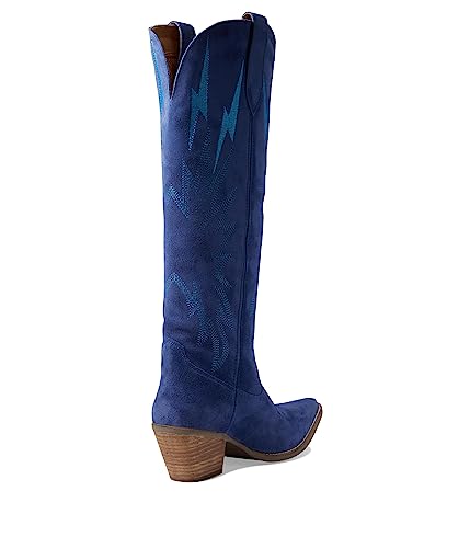 Image of Dingo Womens Thunder Road Embroidered Snip Toe Casual Boots Knee High Mid Heel 2-3 inch