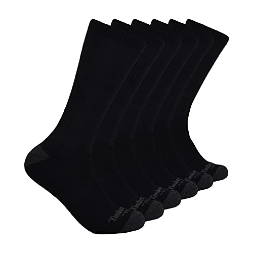 Timberland PRO Men's 6-Pack Performance Crew Length Socks, Black, Large