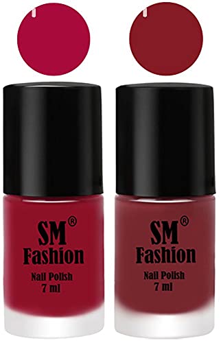Image of Long Lasting Nail Polish | Nail Paint Combo 7 ml Each) - Set of 2 Raspberry-Plum