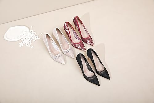 Black Heels for Women Sexy Pointed Closed Toe Lace High Heels Comfortable Suede Stiletto Wedding Party Pumps Shoes4