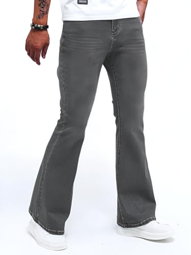 Image of Ben Martin Men's Bell Bottom Jeans || Bootcut Denim Pants || Wide Leg Flared Jeans for Men || High Waist Stretchable Retro Fit || Cotton Jeans for College Casual (1)
