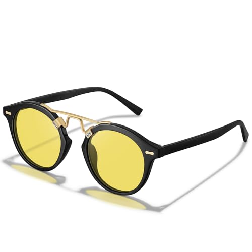 STGATN Pro Night Vision Glasses for Women Driving, Needn't Polarized at Night, Round Retro Trendy Double-Bridge UV Protection4