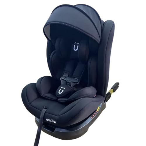 Amulay Autoasiento Para Bebe De 0 a 12 años | Anclaje ISOFIX Rotación de 360 grados Arnes de 5 puntos Altura Regulable...