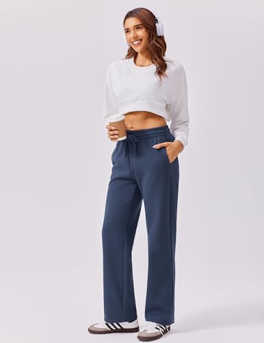 PINSPARK Fleece Sweat Pants for Womens Straight Legs Winter Sweatpants High Waisted Workout Pants with 4 Pockets4