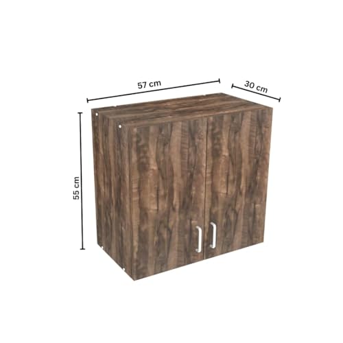 Image of Door Multipurpose Storage Cabinet & Adjustable Shelf | Space Organizer | Termites Resistance | Wall Mounted for Office, Kitchen Finish (Cochwood Brown, Door 2)