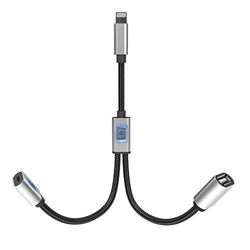 USB Camera Adapter with Charging Port (Upto 500mAh) USB Female OTG Data Sync Cable Compatible with iPhone/iPad Air Pro Mini, Support Card Reader,USB Flash Drive,Mouse, Keyboard, Hubs, MIDI