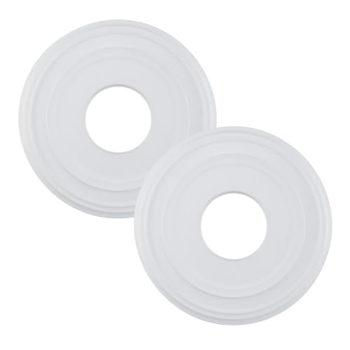 Image of PU Ceiling Medallion 2Pcs, 12.28 x 4 Inches, White | Whole Circle, Fits 4 Inch Canopy, European Vintage Carving, Decor For Chandeliers & Ceiling Fans, Lightweight PU Foam