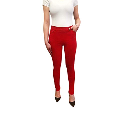 Obadiah Collection Womens Straight Leg Dress Pants - Stretch Slim Fit Pull On StyleRed,X-Large