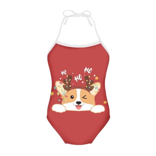 Image of Girls Christmas Halter Modest One Piece Swimsuit Hawaiian Summer Beach Swimwear 3-10 Years