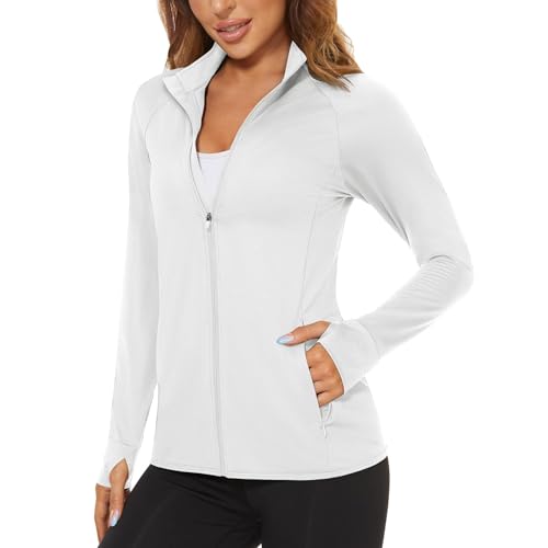 El Mejor Listado de Chaquetas deportivas favoritos de las personas. 43 Chaqueta Deportiva Para Mujer Con Cremallera,Protección Solar Y Contra Los Rayos Uv,Ligera Transpirable Ajustada,Ideal Para Correr,Hacer Ejercicio Y Practicar Yoga,Con Orificios...