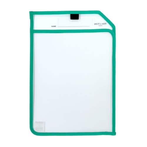 Pack of 12 Green Edge Clear Dry Erase Write and Wipe Reusable Sleeve Pockets