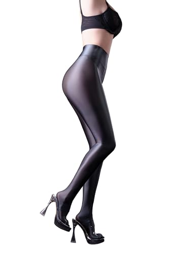 Image of Ultra Sheer Workout Leggings Shiny Tights for Women Control Top to Waist Pantyhose Tummy Control Glossy Panty Hose