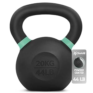 Yes4All Powder Coated Cast Iron Kettlebell Strength Training Kettlebells Weight Set for Full Body Workout, Home Gym