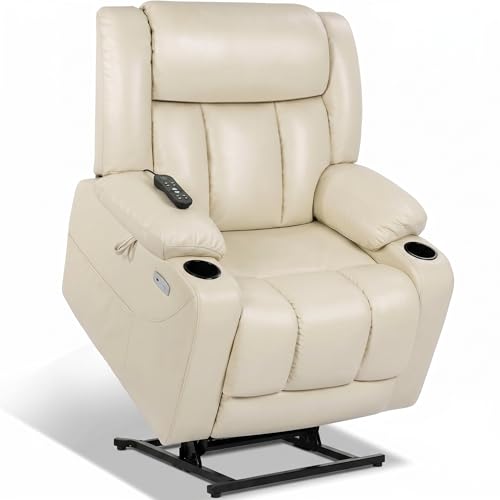Image of EONIX Dual Motor Power Lift Recliner Chair for Elderly, 400lb, Cream White