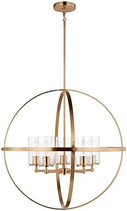 Generation Lighting 5-Light Alturas Contemporary Chandelier Satin Brass 3124675-848 | Modern Ceiling Light Fixture for Room Decor| Chandelier for Dining Room, Living Room, or Foyer