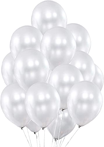 Image of Toyshine White Metallic Balloons for Party 50 pcs 12 inch Thick Latex balloons for Birthday Wedding Engagement Anniversary Festival Picnic Family Party Decorations-White