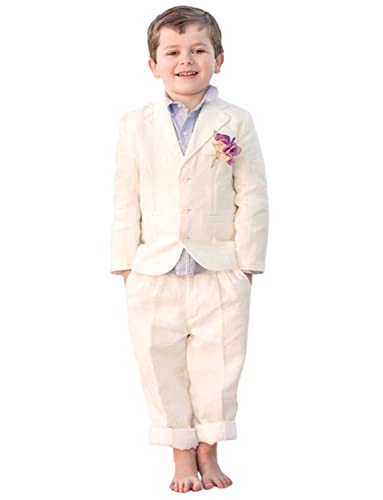 Garçon costume en lin deux pièces bouton simple veste chic été