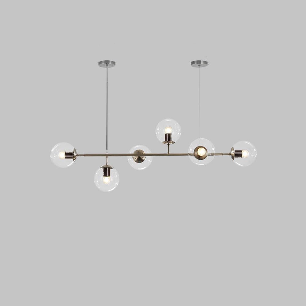 KXEcoLife Modern Glass Globe Pendant Light Fixture, 6-Light Adjustable Chandelier, Nordic Style E27 Hanging Lamp for Kitchen Island, Farmhouse Lighting Decor