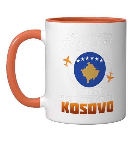 Kosovan Flag I Kosovo Flag Vacation Kosovo Ceramic Mug, Orange/White