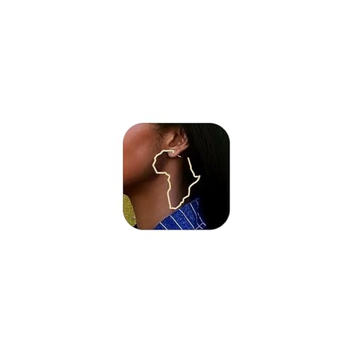 Africa Map Earrings Gold for Black Women Ethnic Jewelry Afrocentric Accessories for African Dresses Matching Black History Month Celebration Juneteenth Heritage Gifts