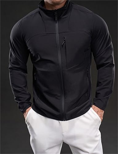 Men's Lightweight Softshell Jacket Waterproof Windbreaker Work Jackets Coats Hiking Outdoor with Pockets4