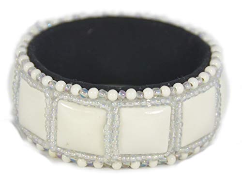 Bangle en porcelaine blanc : bracelet fantaisie perles tendance pour femme