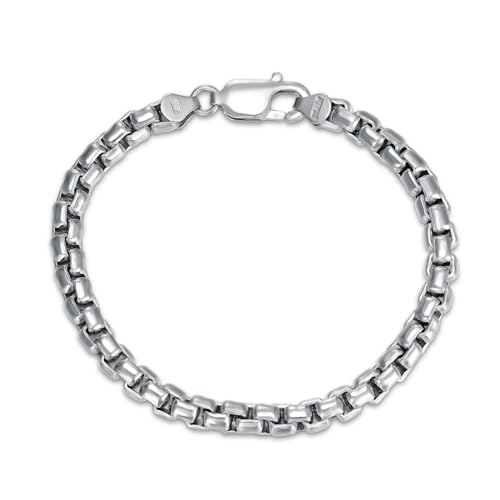 Pulsera de plata 925 eslabón caja 5mm 7 pulgadas miniatura 1
