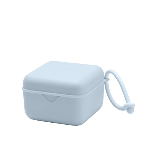 Image of BIBS Pacifier Box with Loop for Storing & Carrying Soothers | 100% BPA Free Material | Designed & Made in Denmark | Baby Blue