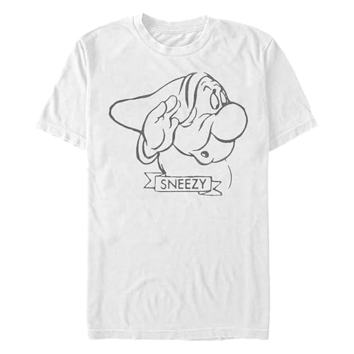 T-shirt Sneezy Disney blanc vêtement homme grande taille XXL en coton