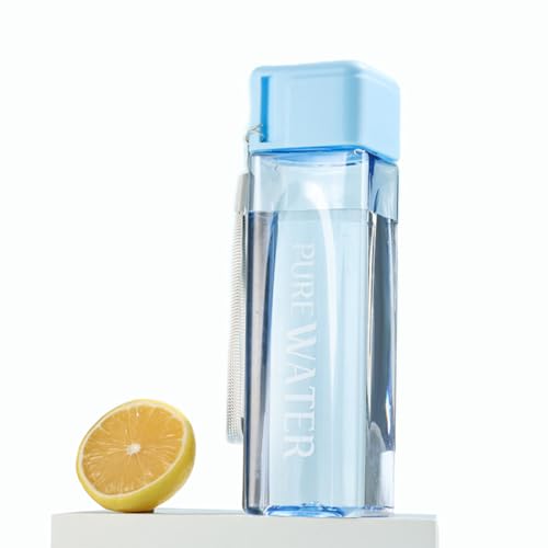 ANMEISH Sports Water Bottle 500ml, Personalised Blue Plastic Portable Square Water Bottle with Lid, Leak-Proof Reusable Drink Bottle for Sports,Hiking,Gym,Fitness,Outdoor,Cycling,Men & Women ANMEISH Sports Water Bottle 500ml, Personalised Blue Plastic Portable Square Water Bottle with Lid, Leak-Proof Reusable Drink Bottle for Sports,Hiking,Gym,Fitness,Outdoor,Cycling,Men & Women