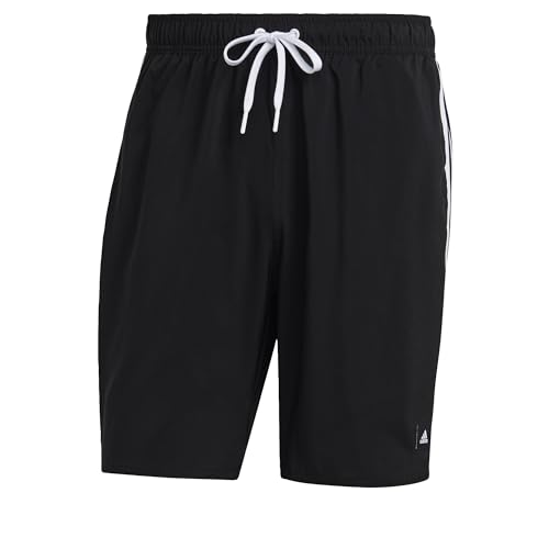 adidas Herren 3-Stripes CLX Swim Shorts, Black/White, L