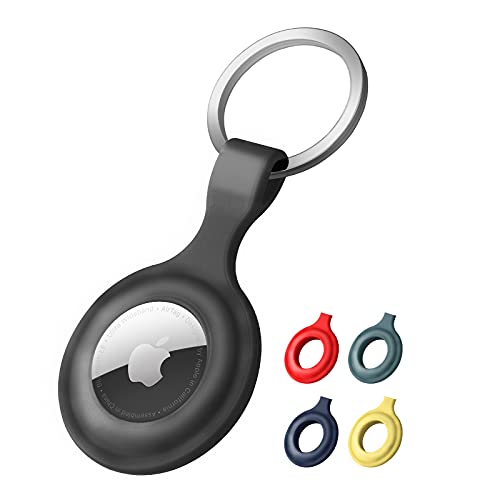 Silikonhülle Kompatibel mit AirTag, Schlüsselringanhänger für Airtag, Airtag hülle Schwarz Cover
