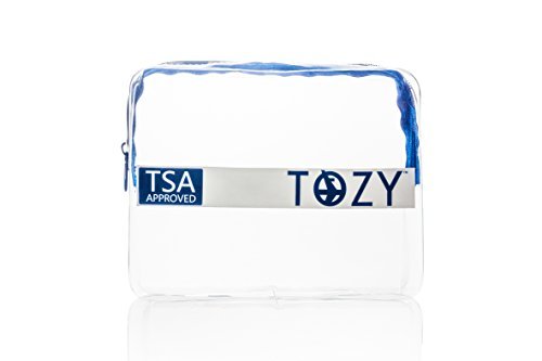 TOZY TSA Approved Toiletry Bag Carry On | Women and Men Clear BPA Free 311 Airline Bag | Cosmetics, Makeup, Toiletries & More | Heavy Duty Zipper Included