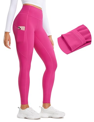 Image of CRZ YOGA Fleece Thermal Leggings Pockets 28'' | Casual, Full Length, Winter, Warm, for Women
