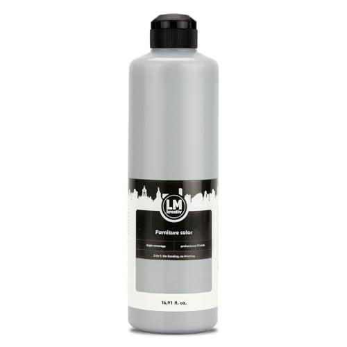 LM-Kreativ Colore per mobili, 500 ml, grigio medio, vernice per mobili ad alta copertura, per interni ed esterni, colore per mobili senza fiocchi, colore per cucina/fronte cucina, inodore e rispettoso